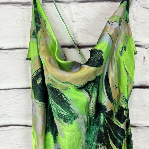 Topshop Women's Size 10 Green Floral Cami Slip Midi Dress - Picture 4 of 9